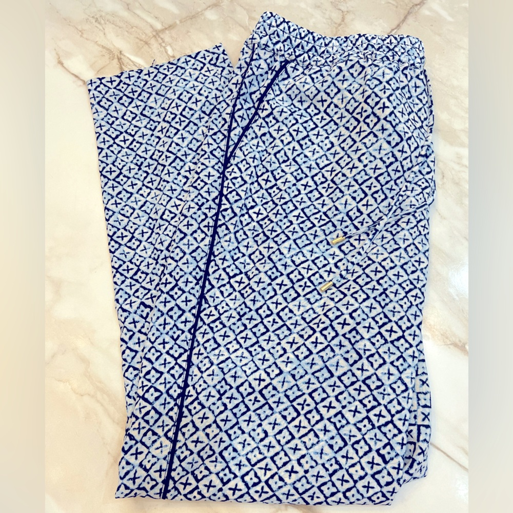 MICHAEL KORS Lightweight Elastic Waist Drawstring pants - Blue Patterned Size L